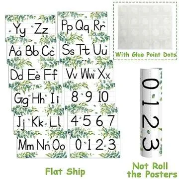 12 Pieces Alphabet Bulletin Board Strips Set Greenery Alphabet Line ABC Alphabet Banner & Number Border Posters for Preschool Kindergarten Classroom Bedroom Playroom (Eucalyptus)