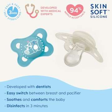 MAM Original Matte Baby Pacifier, Nipple Shape Helps Promote Healthy Oral Development, Sterilizer Ca...