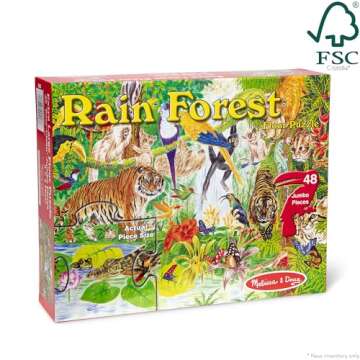 Melissa & Doug Rainforest Floor Puzzle (48 pcs, 2 x 3 feet) - FSC Certified
