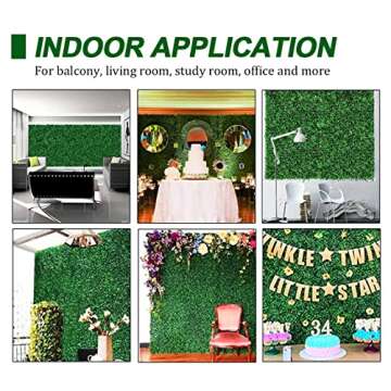 Boxwood Hedge Wall Panels 12 PCS, 24" x 16" Grass Wall Panels, Faux Greenery Wall Boxwood Backdrop for UV Protected Privacy Hedge Screen, Artificial Green Wall Decor for Outdoor, Indoor, Fence, Garden