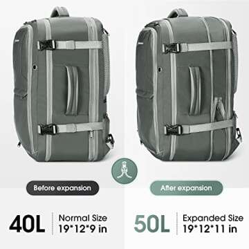 Maelstrom 40-50L Laptop Backpack, Grey, Unisex, 17.3 Inch TSA Flight Approved, Expandable Large Capa...