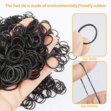 KUFUNG Elastic Hair Bands, Non-Slip Rubber Hair Ties for Girls, Soft Elastic Bands for Kid Hair Braids Hair (Black)