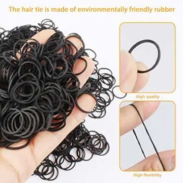 KUFUNG Elastic Hair Bands, Non-Slip Rubber Hair Ties for Girls, Soft Elastic Bands for Kid Hair Braids Hair (Black)
