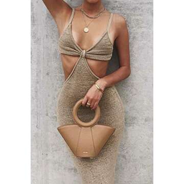 LouVasabuce Sexy Women’s Khaki Bodycon Maxi Dress
