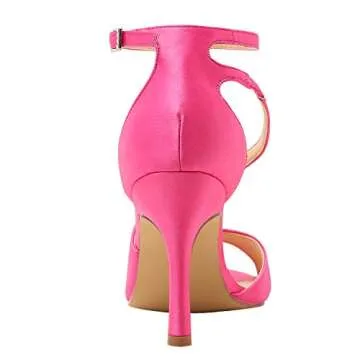 ELEGANTPARK Women's Hot Pink High Heel Sandal for Bride, Bridesmaid, Special Occasions, US 7.5