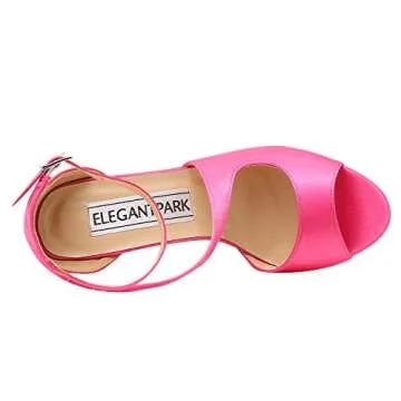ELEGANTPARK Women's Hot Pink High Heel Sandal for Bride, Bridesmaid, Special Occasions, US 7.5