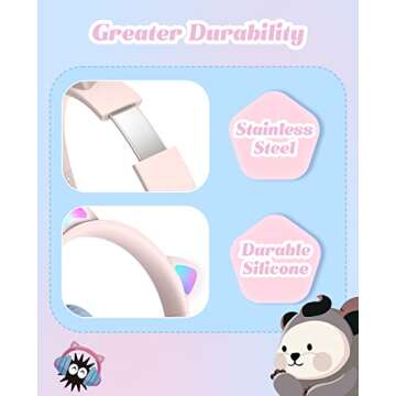 Colorful Cat Ear Bluetooth Headphones for Kids