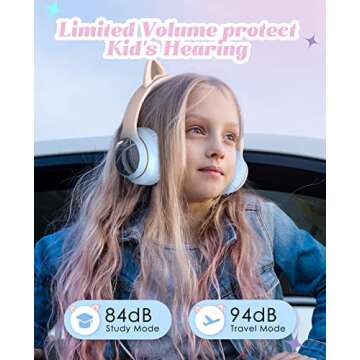 Colorful Cat Ear Bluetooth Headphones for Kids