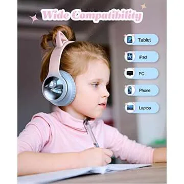 Colorful Cat Ear Bluetooth Headphones for Kids