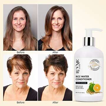 Luv Me Care Rice Water Hair Growth Conditioner 10 Fl Oz with Biotin, Improve Strength, Volume, and S...