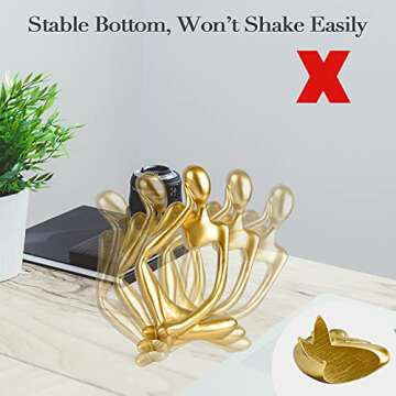 Ozzptuu Abstract Sculpture The Thinker Statue Resin Statues for Home Decor Modern Home Office Desktop Shelf Bookshelf Decor Set of 3 (Small-Gold)