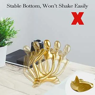 Ozzptuu Abstract Sculpture The Thinker Statue Resin Statues for Home Decor Modern Home Office Desktop Shelf Bookshelf Decor Set of 3 (Small-Gold)