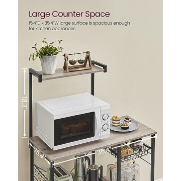 VASAGLE Baker's Rack Kitchen Storage with Shelves Hooks