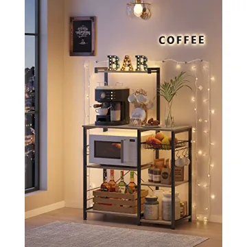 VASAGLE Baker's Rack Kitchen Storage with Shelves Hooks