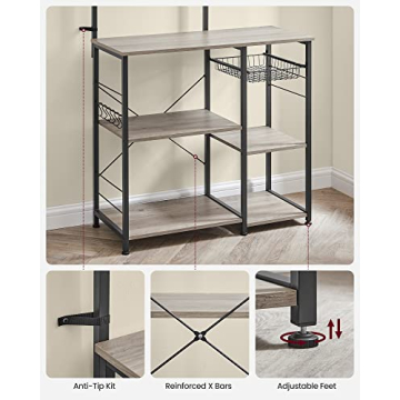 VASAGLE Baker's Rack Kitchen Storage with Shelves Hooks