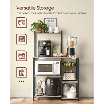 VASAGLE Baker's Rack Kitchen Storage with Shelves Hooks