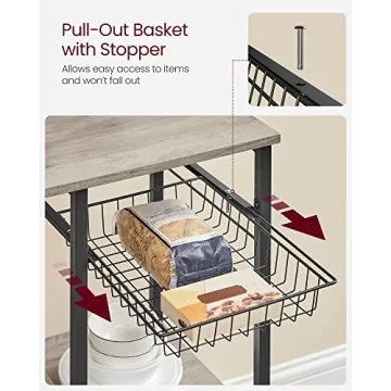 VASAGLE Baker's Rack Kitchen Storage with Shelves Hooks