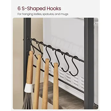 VASAGLE Baker's Rack Kitchen Storage with Shelves Hooks