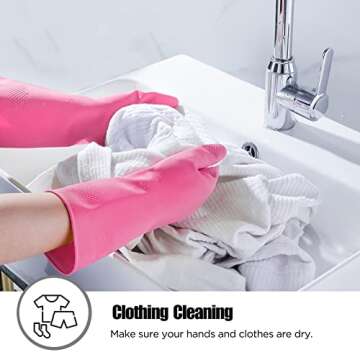 IUCGE Rubber gloves dishwashing 2 Pairs for Kitchen,Cleaning gloves for household Reuseable.(Medium,Pink)