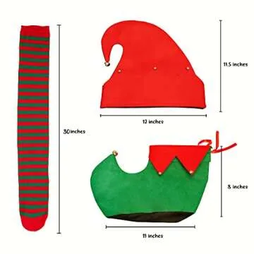 Eternity sky Elf Hat Shoes Covers Socks Felt Set Adults Christmas Costume with Jingle Bells - Xmas Party Gifts Accessories