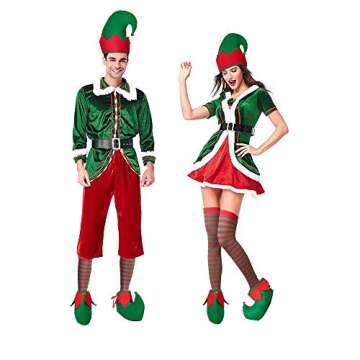 Eternity sky Elf Hat Shoes Covers Socks Felt Set Adults Christmas Costume with Jingle Bells - Xmas Party Gifts Accessories