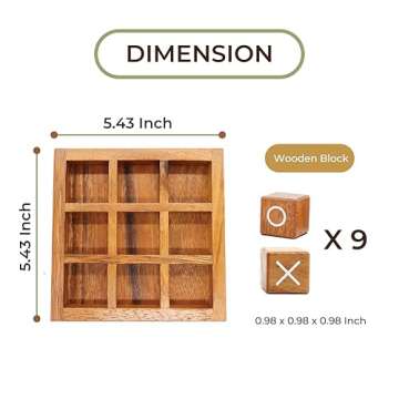 BSIRI Wooden XO Blocks (L) Tic Tac Toe Board Games - Ideal for Kids Games, Family Games and Game Night for Adults, Farmhouse Decor for Coffee Table Decor and Unique Gifts for All Occasion (5.5 Inch)