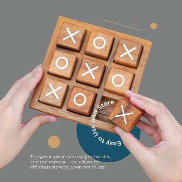 BSIRI Wooden XO Blocks (L) Tic Tac Toe Board Games - Ideal for Kids Games, Family Games and Game Night for Adults, Farmhouse Decor for Coffee Table Decor and Unique Gifts for All Occasion (5.5 Inch)
