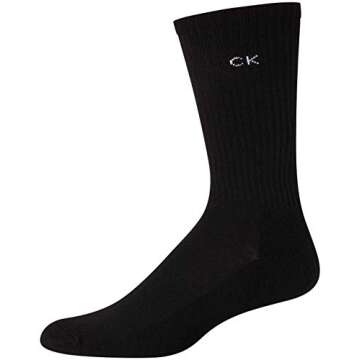 Calvin Klein Men's Dress Crew Socks - 6 Pack Soft Cushioned Non-Binding Cotton Work Dress Socks for Men (Sizes: 7-12), Size 7-12, Black
