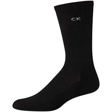 Calvin Klein Men's Dress Crew Socks - 6 Pack Soft Cushioned Non-Binding Cotton Work Dress Socks for Men (Sizes: 7-12), Size 7-12, Black