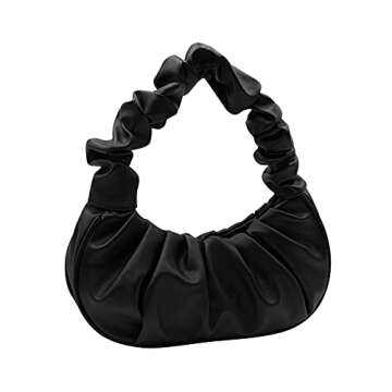 RARITYUS Women Vintage Hobo Handbag Fashion Pleated Purse Shoulder Bag Underarm Small Tote