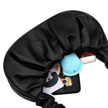 RARITYUS Women Vintage Hobo Handbag Fashion Pleated Purse Shoulder Bag Underarm Small Tote