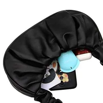 RARITYUS Women Vintage Hobo Handbag Fashion Pleated Purse Shoulder Bag Underarm Small Tote