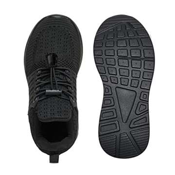 Ugmikdo Girls Shoes Kids Sneakers Boys Tennis Shoes for Running Athletic Walking Gym Sports Lightweight Breathable Slip-on A All Black, Size 1 Little Kid