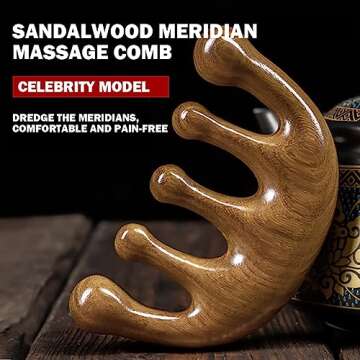 Cureder Wooden Scalp Massager - Handmade 100% Natural Green Sandalwood Wide Tooth Combs - Wood Massa...