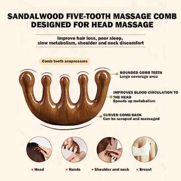 Cureder Wooden Scalp Massager - Handmade 100% Natural Green Sandalwood Wide Tooth Combs - Wood Massage Comb & Sandalwood Comb for Luxurious Hair Care