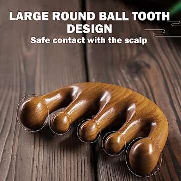 Cureder Wooden Scalp Massager - Handmade 100% Natural Green Sandalwood Wide Tooth Combs - Wood Massage Comb & Sandalwood Comb for Luxurious Hair Care