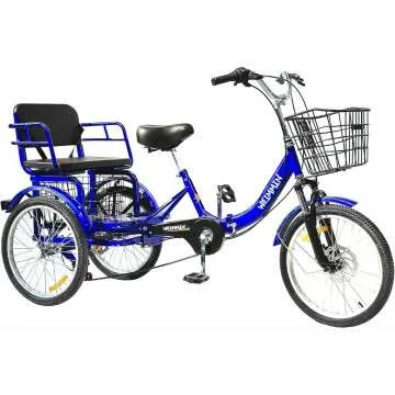 Folding 7 Speed Adult Tricycle with Baskets
