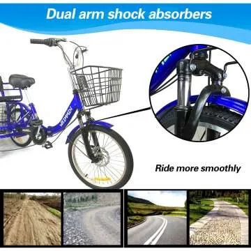 Folding 7 Speed Adult Tricycle with Baskets