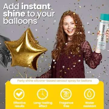 DecoShine Balloons Spray Shineon 600ml/20.28 oz Brightest Instant Shine Aerosol