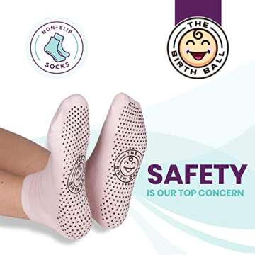 The Birth Ball - Birthing Ball for Pregnancy & Labor - 18 Page Pregnancy Ball Exercises Guide by Trimester - Non Slip Socks - How to Dilate, Induce, & Reposition Baby for Mom 65cm