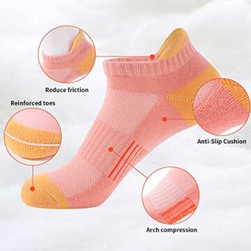 BUDERMMY Running Ankle Socks for Women Athletic Cotton Cushioned 6 Pairs Workout No Show Socks Women...