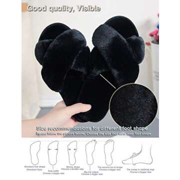 LZLER Women Fuzzy Fluffy Furry Slippers Fur Flip Flop Open Toe Slippers Cross Band Shoes Slides for Ladies House Home Indoor Outdoor(Black,11)