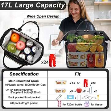 Weitars Cute Insulated Lunch Bag for Women - Tote & Stylish