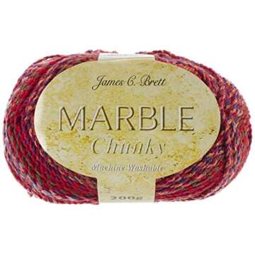 James C. Brett MC43 Marble Chunky Yarn-Strawberry Red - Premium UK Quality