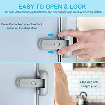 CLYMENE Refrigerator Fridge Freezer Door Lock for Kids, Child Proof Refrigerator Latch Lock to Keep ...