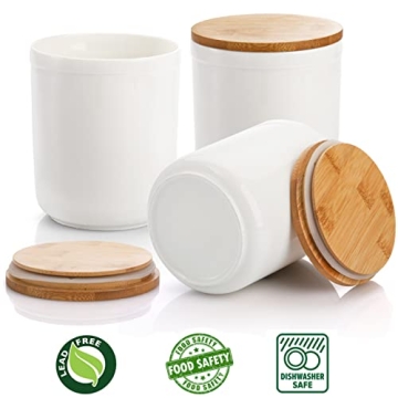 AVLA Elegant Ceramic Storage Jars with Bamboo Lids