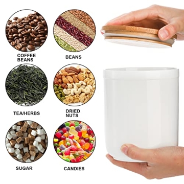 AVLA Elegant Ceramic Storage Jars with Bamboo Lids
