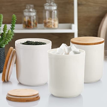 AVLA Elegant Ceramic Storage Jars with Bamboo Lids