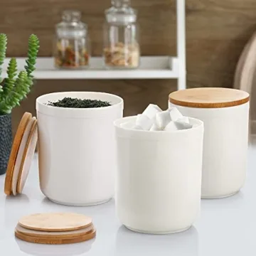 AVLA Elegant Ceramic Storage Jars with Bamboo Lids