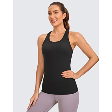 CRZ YOGA Women's Butterluxe Workout Tank Tops Racerback Tank Yoga Sleeveless Top Camisole Athletic Gym Shirt Black Medium